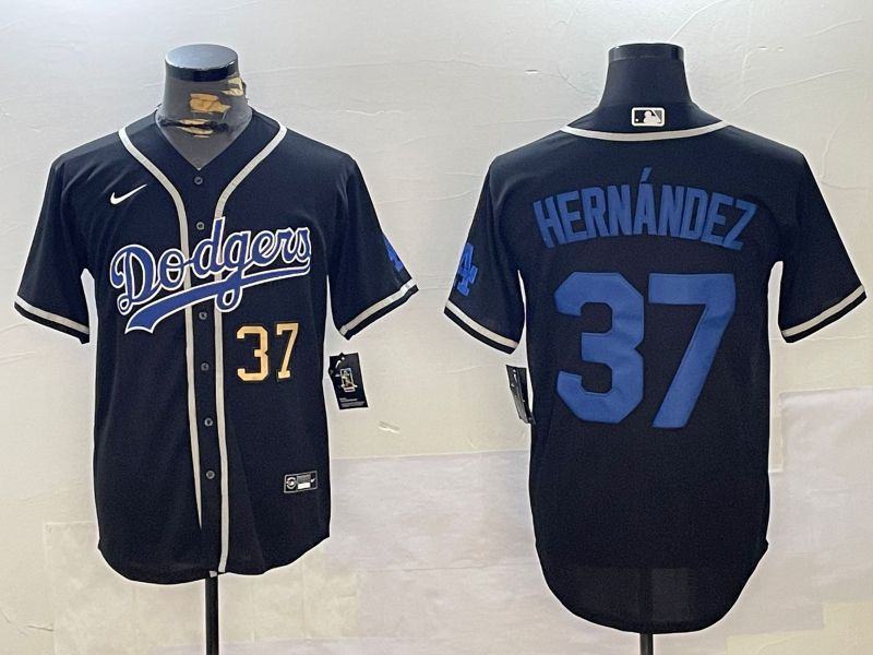 Men Los Angeles Dodgers #37 Hernandez Black Game 2024 Nike MLB Jersey style 11212